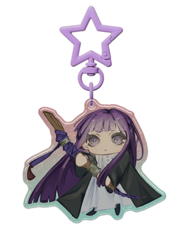 Chibi Fern Glitter Epoxy Keychain