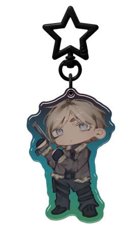 Chibi RE4 Leon Glitter Epoxy Keychain