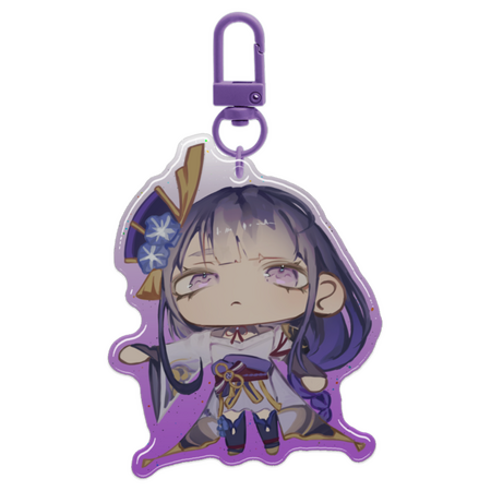Chibi Raiden Ei Glitter Epoxy Keychain